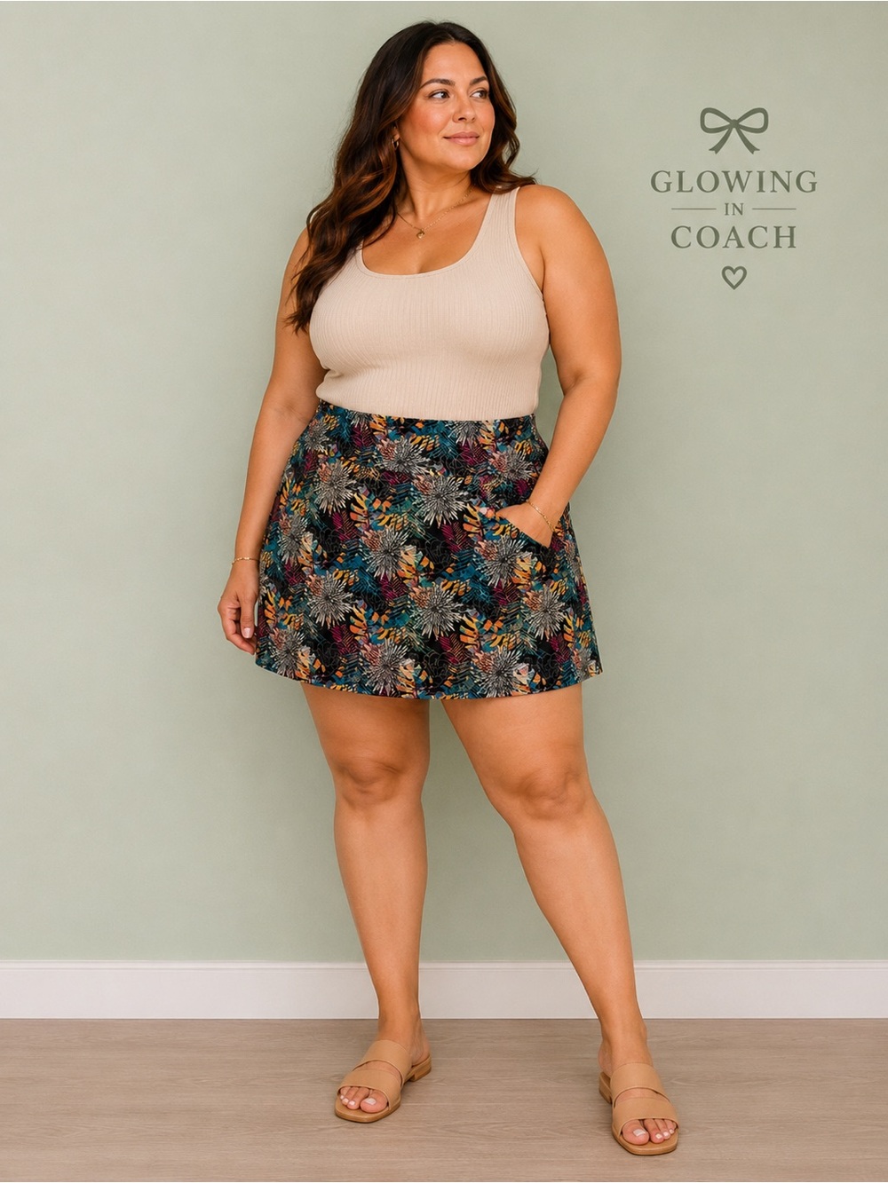 Intro Love the Fit Tropical Floral Skort Size 3X Tummy Control
